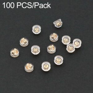 100 PCS/Pack Silicone Bullet Earring Backs Locking Safety Hamburger Earnuts