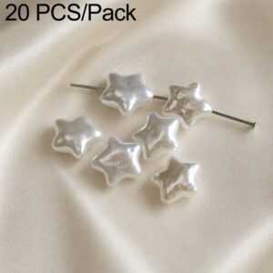 20 PCS/Pack Irregular Faux Pearl Beads DIY Accessories for Phone Straps, Glossy White Star Bead, Large Beige Star Bead, Beige Bead, Beige Wrinkled Teardrop Bead, Irregular White Wrinkled  Bead, Beige Wrinkled Rice Bead, Irregular Beige Round  Bead...