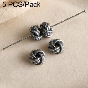 5 PCS/Set Tarnish-Resistant Vintage Silver Spacers and Beads DIY Accessories, Twisted Bead, Auspicious Cloud Spacer, Textured Saucer Bead, Irregular Shape Bead, Small Bead, Irregular Saucer Bead, Circle Bead, Coin Bead, Textured Spacer...