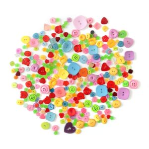 120g/Pack Mixed Sizes Irregular Colorful Round Resin Buttons DIY Craft Kit for Children, 150-200 Pieces/Pack