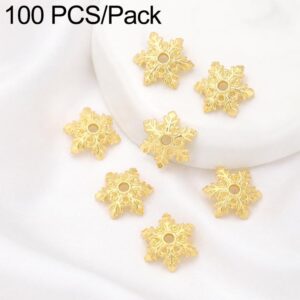 100 PCS/Pack Gold Filled Hollow Flower Bead Caps Spacers for DIY Jewelry Making, 6-Petal Leaf Flower Cap 8mm