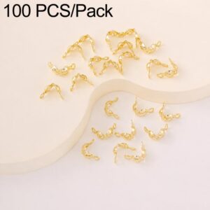 100 PCS/Pack Copper Dual-Loop Crimp Cover Knots Beads Caps Tassel Closure for DIY Jewelry Making, Dual-Loop Buckle 3.2mm, Dual-Loop Buckle 3.6mm, Dual-Loop Buckle 4mm