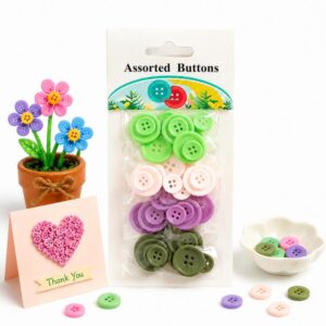40 PCS/Pack Colorful Narrow Rim and Wide Rim Resin Four-Hole Buttons for DIY Clothing Sewing
