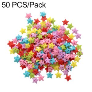 50 PCS/Pack 1.5cm Mixed Color Star Resin Buttons DIY Craft Kit for Children,