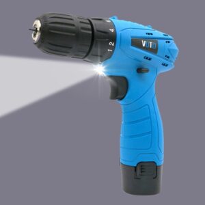 VOTO 12V Stepless Speed Regulation Rechargeable Hand Drill Set Electric Drill Power Tools with LED Light, AC 220V, US Plug, Random Color Delivery