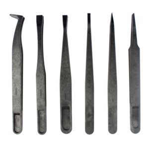 JF-S6in1 6 in 1 Anti-static Carbon Fiber Straight and Curved Tip Tweezers, JF-S 6 in 1