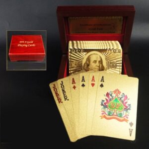 Creative Frosted Back Texture Plastic From Vegas to Macau Playing Cards Texas Poker with Wooden Gift Box, Silver Tattice Wooden Gift Box, Silver Dollar Wooden Gift Box, Mosaic Gold Euro Wooden Gift Box, Mosaic Gold Dollar Wooden Gift Box...