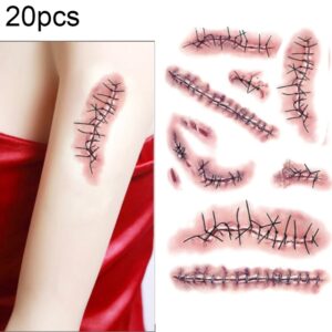 20pcs S-263 Halloween Terror Realistic Wound Injury Scar Temporary Tattoo Sticker