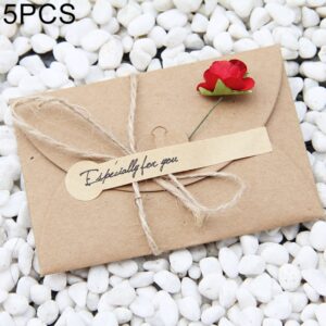 5 PCS Festival Creative DIY Retro Kraft Paper Handmade Large Dry Flower Greeting Card Birthday Card