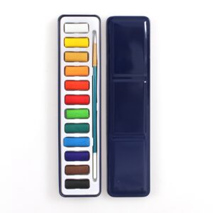 12 Colors Portable Iron Box Solid Watercolor Paints Set for Artist School Student Outdoor Water Color Sketch Painting Stationery