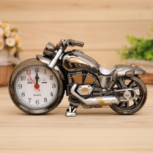 Cartoon Motorcycle Alarm Clock Bedroom Plastic Pointer Alarm Clock, Size: 23*13*6cm, Black, Gold, Black, Gold, Gold, Red