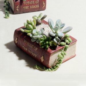 Retro Literature Book Pots Vintage Book Flower Pot Planter for Flower  Cacti Herbs Plant Bed Box Case FlowerPot, Size: 10.5*8*5cm