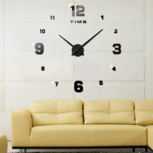 Bedroom Home Decoration Mirrored Number Frameless Large 3D DIY Wall Sticker Mute Clock, Size: 100*100cm, 3M005 (Black), 3M005 (Gold), 3M005 (Silver)
