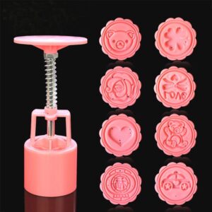 DIY Fondant Cake Mold Biscuit Cookie Cutters Baking Tools with 8 PCS Round Cartoon Patterns, 8 PCS Round Cartoon Patterns(Pink), 8 PCS Round Cartoon Patterns(White)