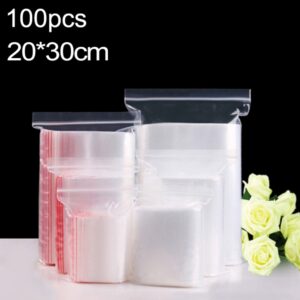 100pcs/pack PE Self Sealing Clear Zip Lock Packaging Bag, 20cm x 30cm, Custom Printing and Size are welcome
