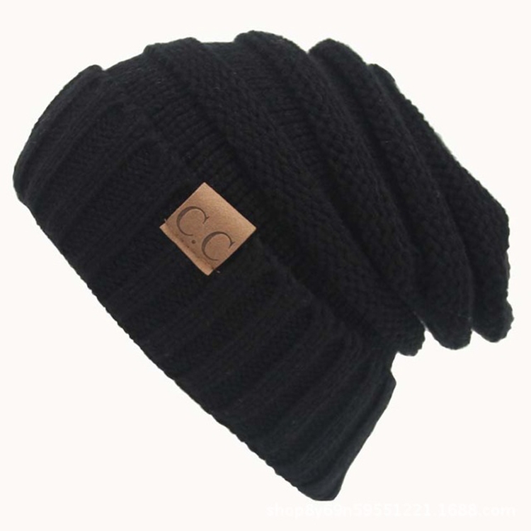 CC Letter Solid Color Wool Hats Concise Knitting Hat, Black, Baby Blue, Coffee, White, Pink, Beown, Green, Grey, Dark Beige, Khaki, Magenta, Beige, Navy Blue, Red