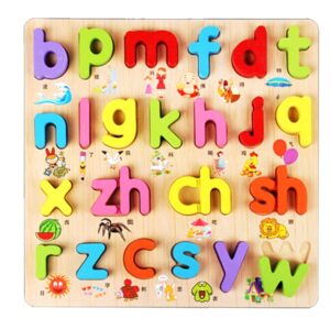 Baby Kids Wooden Puzzles Toys Educational Jigsaw Board Puzzle Toys Cognitive Plate(0-9 Arabic Numerals), vowel Style, 0~19 numbers Style, 26 majuscule Style, 0~9 numbers Style, 26 Minuscules Style