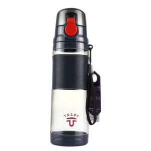 Teloy TNY-9601 650ML Portable Snap Cap Space Cup Bottle, Applicative Water Temperature: ﹣20 ~ 120 Celsius Degrees, TNY-9601 (Light Grey + Green), TNY-9601 (Grey + Orange), TNY-9601 (Dark Grey + Red)