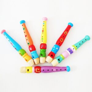 Kindergarten Children Early Education Teaching Kids Wooden Colorful Flute Musical Play Toys, Size: 20*2.5cm