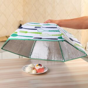 Folding Food Cover Keep Foods Warm Aluminum Foil Cover, Blue Tableware Pattern, Size: 60*60*17cm, Size: 80*80*17cm, Grey, Size: 60*60*17cm, Blue, Size: 60*60*17cm, Red, Size: 70*70*17cm, Pink, Size: 70*70*17cm, Blue, Size: 80*80*17cm, Blue...