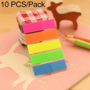 10 PCS Half Color Type Creative Fluorescence Classification Indexes Paste Sticks PET Bookmarks Sticky Note Stationeries, HC5607A, HC5607B, HC5607C