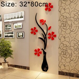 Creative Vase 3D Acrylic Stereo Wall Stickers TV Background Wall Corridor Home Decoration, Size: 32x80x4cm, Size: 32*80cm