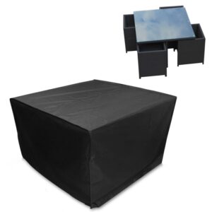 Anti-UV Waterproof Dust-proof 210D Oxford Cloth Folding Table Chairs Protective Cover Outdoor Furniture Set Cover, Size: 126*126*74cm(Black)