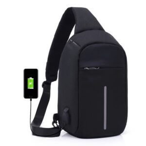Multi-Function Portable Casual Chest Bag Outdoor Sports Anti-theft Shoulder Bag with External USB Charging Interface for Men / Women