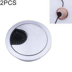 2 PCS Desk Computer Desktop Zinc Alloy Round Threading Box Hole Cover, Hole Diameter: 50mm (Bright Gold), 50mm