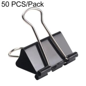 50PCS 32mm Black Metal Clip Notes Letter Paper Clip Office Bind