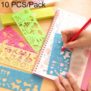 10 PCS Creative Candy Color Drawing Ruler Speed Sketchpad Art Ruler Template, Random Color Delivery