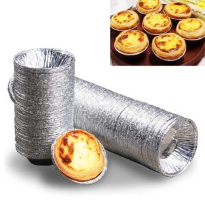 100pcs / Pack  Aluminum Foil Egg Tart Cup Cake Holder, Size: 7.5 x 4 x 2cm