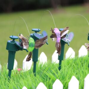 Ornaments Vibration Solar Powered Dancing Flying Hummingbirds with Feather, Garden Wall Yard Decoration Gardening Pastoral Decoration Toys, Random Color Delivery