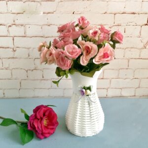 Plastic Flower Pots Medium Size Flower Pots Fashion Balcony Garden Plant Planter Home Decoration, Ribbon Random Color Delivery