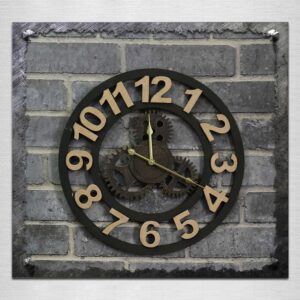 Originality American Industrial Style Wood Vintage Old Gear Wall Clock
