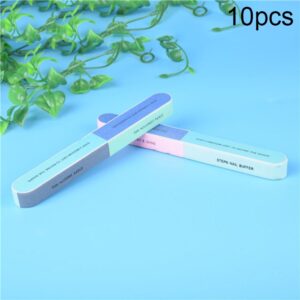 10pcs Seven Sided Polishing Bar Nail File Buffers Polisher for Fingernails and Toenails