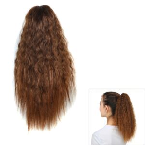 Natural Retro Short Curly Hair Clip-on Corn Blanching Horsetail Wig