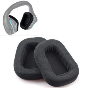 2 PCS For Logitech G633 G933 Earphone Cushion Cover Earmuffs Replacement Earpads with Mesh (Leather), Mesh Black, Leather Black