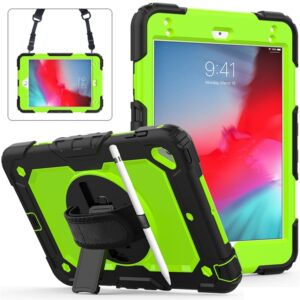 Shockproof Black Silica Gel + Colorful PC Protective Case for iPad Mini 2019 / Mini 4, with Holder & Shoulder Strap & Hand Strap & Pen Slot, iPad Mini 2019 / Mini 4