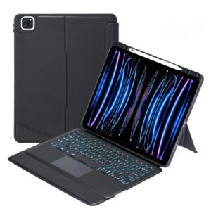 T129-AS For iPad Air 13 2025 / Pro 12.9 2022 / 2021 / 2020 / 2018 Touch Backlight Split Type Bluetooth Keyboard Leather Case