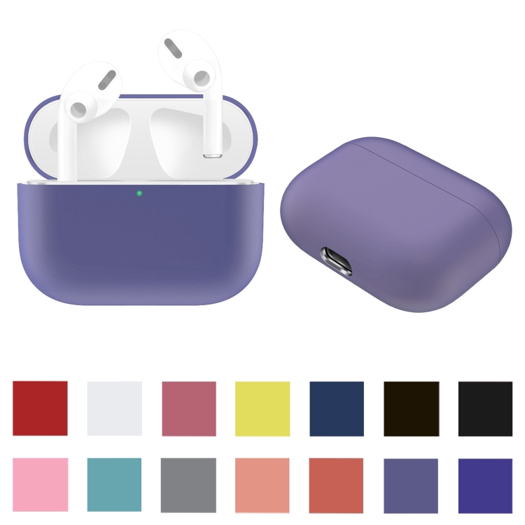 For AirPods Pro Solid Color Silicone Earphone Protective Case, Light Pink, Watermelon Red, Light Purple, Purple, Red, Black, Baby Blue, Coffee, White, Dark Blue, Yellow, Pink, Green, Grey - Image 4