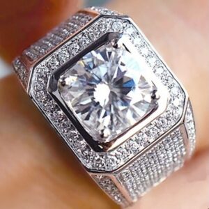 Fashion Full Rhinestone Micro-insert Silver Ring, US Size: 11, Diameter: 20.7mm, Perimeter: 65mm