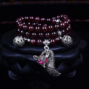 Fashion Jewelry Accessory Garnet Beads Bracelet, Garnet, Blue Sandstone & Calabash, Red Agate & Buddha Head, Aquamarine & Longevity Lock, White Jade, Pink Crystal & Cat, Pink Crystal & Elephant & Fish, Red Agate & Elephant, Red Agate & Pi Xiu, Violitde