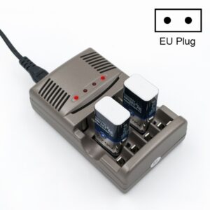 AC 100-240V 4 Slot Battery Charger for AA & AAA & 9V Ni-MH Battery, EU Plug