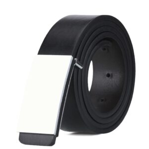Dandali TT26 Men Fashion Silver Flat Buckle Leather Belt Waistband, Length: 115cm