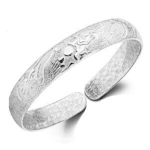 National Wind Carved Dragon And Phoenix Bracelet (Specification: Carved Dragon, Purity: Environmental Protection One Thousand Fine Silver -Plated Copper)