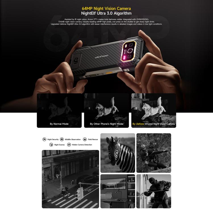 Ulefone Armor 27T+ Rugged Phone, 12GB+256GB, Thermal Imager, Night Vision, 10600mAh, 6.78 inch Android 14 MediaTek Helio G99 Octa Core, Network: 4G, NFC, OTG, Armor 27T+ - Image 8