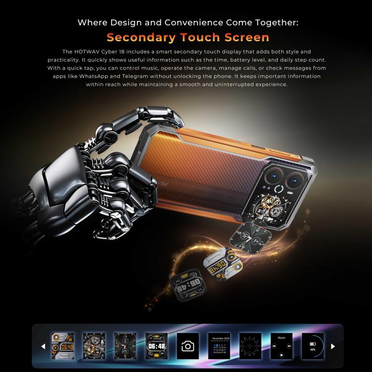 HOTWAV Cyber 18 Rugged Phone, 8GB+256GB, 6.75 inch Android 16 Unisoc T7250 UMS9230E Octa Core, Network: 4G, NFC, OTG, Cyber 18 - Image 7