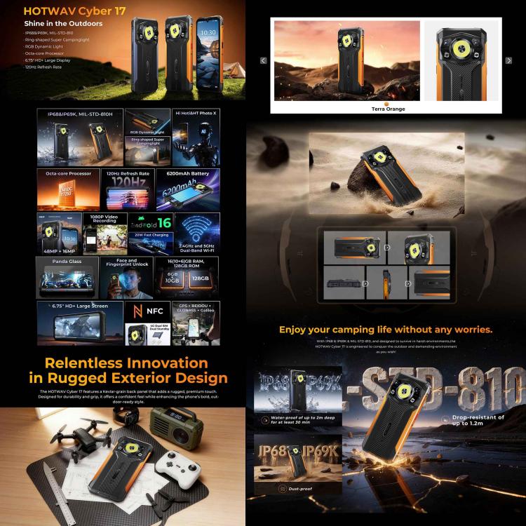 HOTWAV Cyber 17 Rugged Phone, 6GB+128GB, 6.75 inch Android 16 Unisoc T7250 UMS9230E Octa Core, Network: 4G, NFC, OTG, Cyber 17 - Image 5