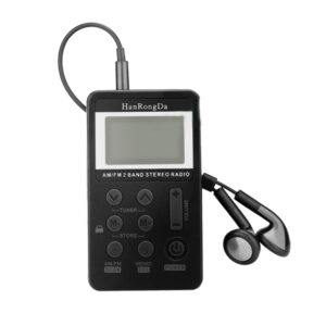 Portable AM / FM Two Bands Rechargeable Stereo Radio Mini Receiver with & LCD Screen & Earphone Jack & Lanyard